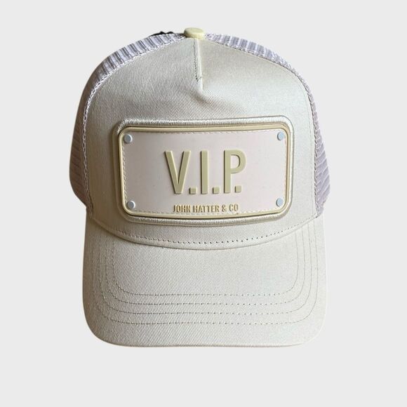 NWT John Hatter & Co VIP Trucker Hat Cap Ivory/Cream Adjustable Unisex Streetwea main image 6